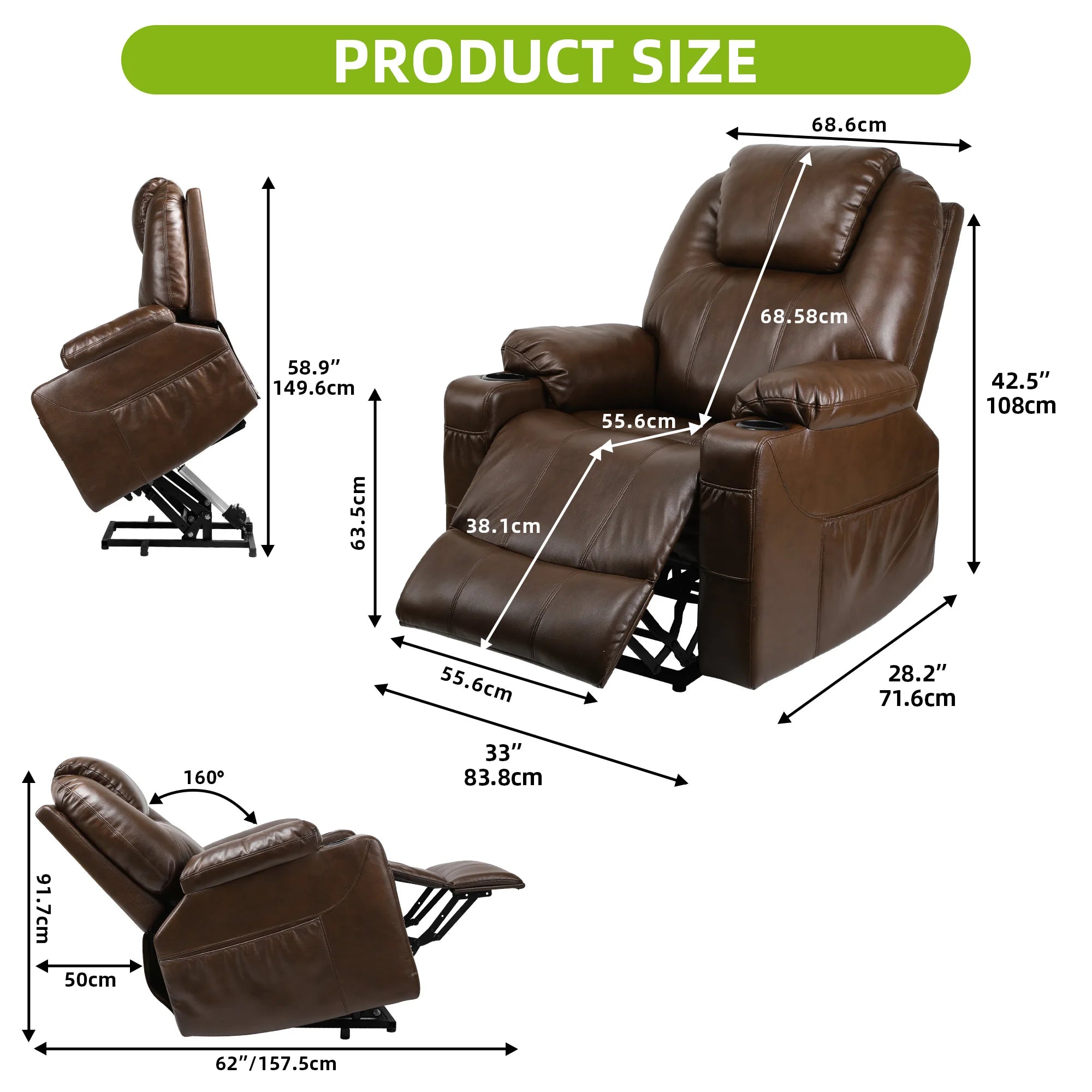 YITAHOME Power Lift Recliner Chair - Massage & Heat, Heavy Duty Safety Mechanism, Faux Leather, for Elderly Comfort