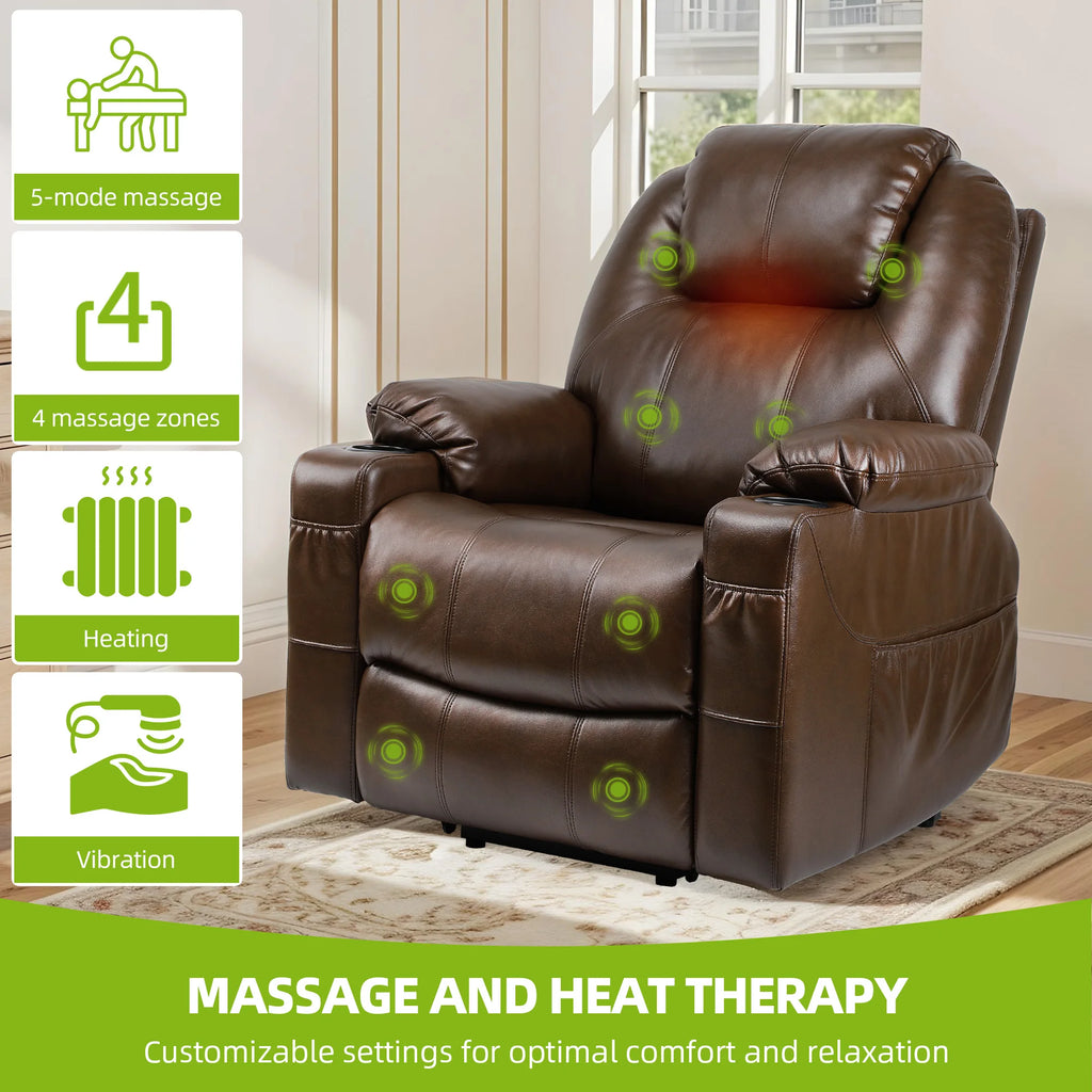 YITAHOME Power Lift Recliner Chair - Massage & Heat, Heavy Duty Safety Mechanism, Faux Leather, for Elderly Comfort