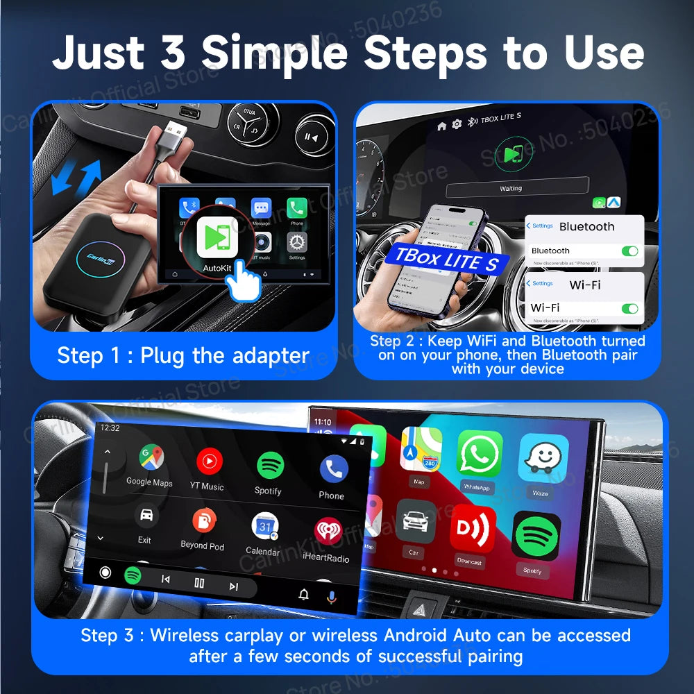 CarlinKit Android TV Box CarPlay Ai Box Support Netflix IPTV Google Play Store Wireless CarPlay & Android Auto Box Auto Connect