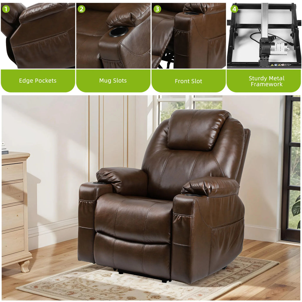 YITAHOME Power Lift Recliner Chair - Massage & Heat, Heavy Duty Safety Mechanism, Faux Leather, for Elderly Comfort