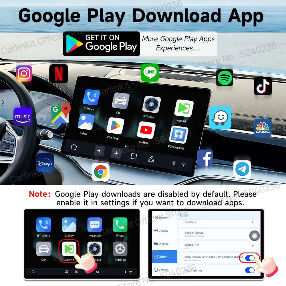 CarlinKit Android TV Box CarPlay Ai Box Support Netflix IPTV Google Play Store Wireless CarPlay & Android Auto Box Auto Connect